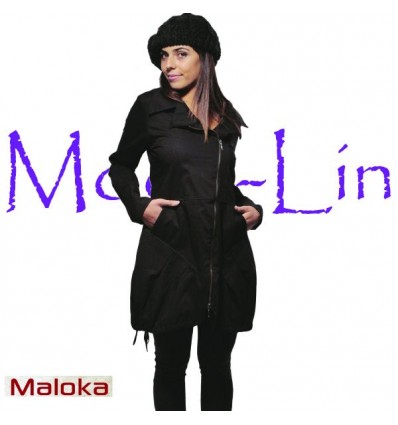 Manteau hiver bi matière jolie mélange de coton et d’acrylique. mateau femme de la collection hiver maloka