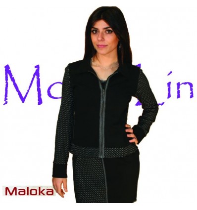 Veste noir collection hiver maloka bi matière très beau mélange de coton et viscose. Coupe cintrée.