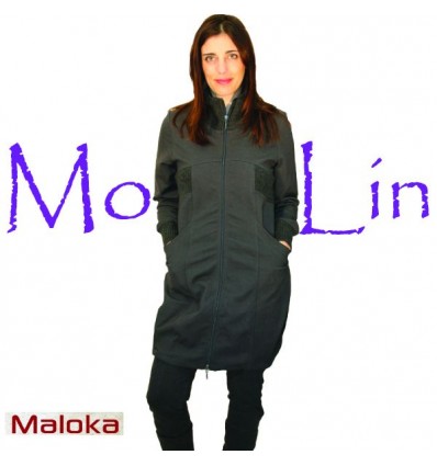 Manteau 3 quart en laine grise de la nouvelle collection hiver Maloka femme, tenue de mode en solde