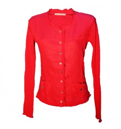 Sharon veste rouge maloka en lin et coton collection printemps été