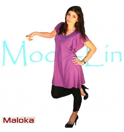 short dress in plum-colored viscose Maloka - Miami