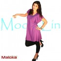 short dress in plum-colored viscose Maloka - Miami