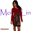 Robe Maloka manche longue couleur rouge "Cachou"