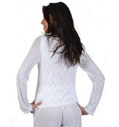 Gilet en Maille de lin Maloka "Emma13" Blanc