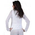 Gilet en Maille de lin Maloka "Emma13" Blanc