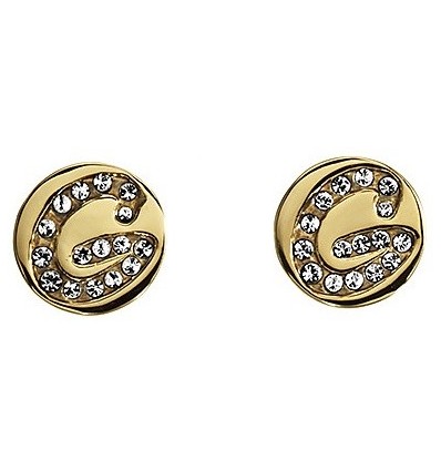 Boucle d'oreille guess Doré ronde avec Logo en strass