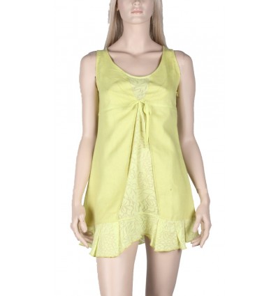 Lime tunic in linen and cotton Maloka "Abba"