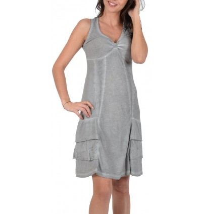 Cotton dress grey color Maloka - Timea