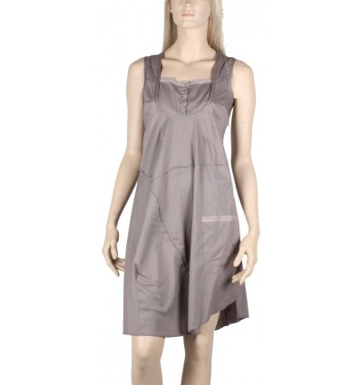 taupe dress Maloka poplin -Bizance-