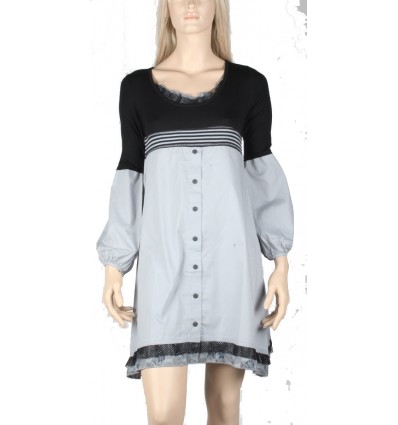 Robe maloka en coton couleur gris "Hanoi"