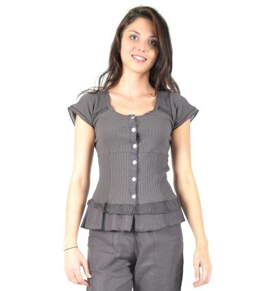 cotton shirt Maloka fig color - Aziza