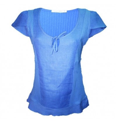 tee-shirt Maloka en lin et coton couleur bleu - Albane