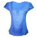 tee-shirt Maloka en lin et coton couleur bleu - Albane
