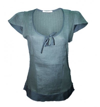 Maloka shirt in linen and cotton color steel - Albano