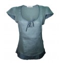 Maloka shirt in linen and cotton color steel - Albano