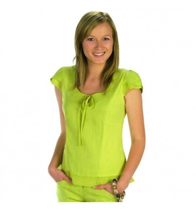 Maloka shirt in linen and cotton lime green - Albane