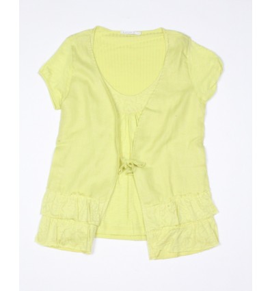 Tee-shirt femme lin et coton vert citron Maloka - Aline